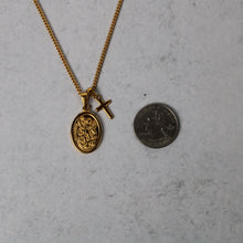 Load image into Gallery viewer, Gold Saint Michael & Mini Cross Pendant Necklace Set