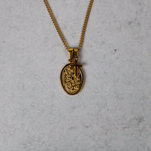 Load image into Gallery viewer, Gold Saint Michael & Mini Cross Pendant Necklace Set