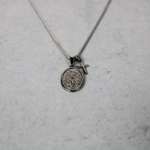 Load image into Gallery viewer, Silver Saint Michael & Mini Cross Pendant Necklace Set