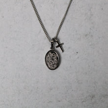 Load image into Gallery viewer, Silver Saint Michael & Mini Cross Pendant Necklace Set