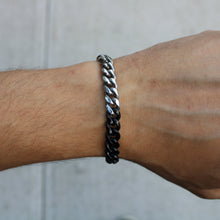 Load image into Gallery viewer, Silver and Black 8mm Cuban Link Bracelet