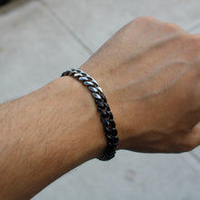 Load image into Gallery viewer, Silver and Black 8mm Cuban Link Bracelet