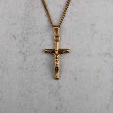 Load image into Gallery viewer, Gold Crucifix Cross Pendant Chain Necklace