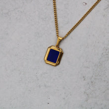 Load image into Gallery viewer, Gold Mini Blue Enamel Pendant Chain Necklace