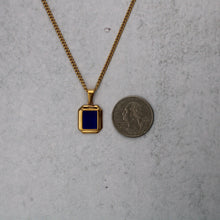 Load image into Gallery viewer, Gold Mini Blue Enamel Pendant Chain Necklace