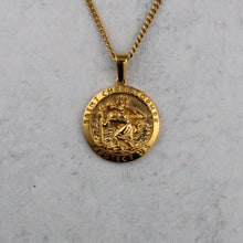 Load image into Gallery viewer, Gold Saint Christopher Pendant Chain Necklace