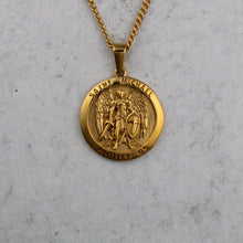 Load image into Gallery viewer, Gold Archangel Saint Michael Pendant Chain Necklace