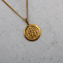 Load image into Gallery viewer, Gold Archangel Saint Michael Pendant Chain Necklace