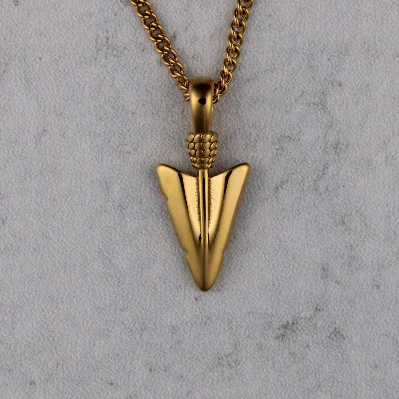 Gold Arrowhead Pendant Chain Necklace – FAMED GOODS