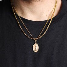 Load image into Gallery viewer, Gold Lady of Guadalupe Pendant Necklace & 3mm Rope Chain Set