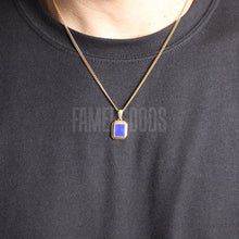 Load image into Gallery viewer, Gold Mini Blue Enamel Pendant Chain Necklace