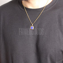 Load image into Gallery viewer, Gold Mini Blue Enamel Pendant Chain Necklace