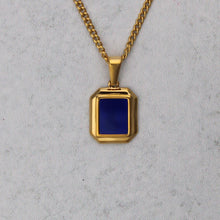 Load image into Gallery viewer, Gold Mini Blue Enamel Pendant Chain Necklace