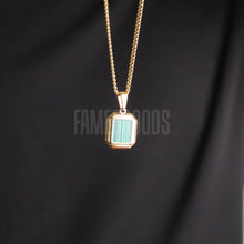 Load image into Gallery viewer, Gold Mini Faux Malachite Pendant Chain Necklace