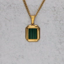 Load image into Gallery viewer, Gold Mini Faux Malachite Pendant Chain Necklace