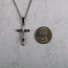 Load image into Gallery viewer, Silver Crucifix Cross Pendant Chain Necklace