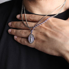 Load image into Gallery viewer, Silver Lady of Guadalupe Pendant Necklace & 3mm Rope Chain Set