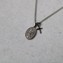 Load image into Gallery viewer, Silver Lady of Guadalupe & Mini Cross Pendant Necklace Set