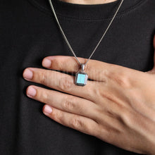 Load image into Gallery viewer, Silver Mini Turquoise Pendant Chain Necklace