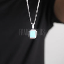 Load image into Gallery viewer, Silver Mini Turquoise Pendant Chain Necklace