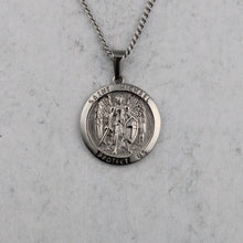 Load image into Gallery viewer, Silver Archangel Saint Michael Pendant Chain Necklace