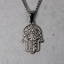 Load image into Gallery viewer, Silver Hamsa Pendant Chain Necklace