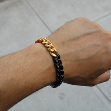 Load image into Gallery viewer, Gold and Black 10mm Cuban Link Bracelet
