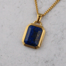 Load image into Gallery viewer, Gold Lapis Lazuli Stone Pendant Chain Necklace
