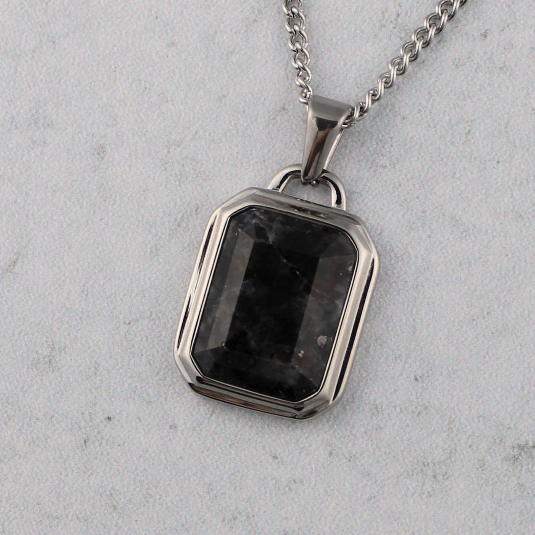 Silver Spectrolite Stone Pendant Necklace
