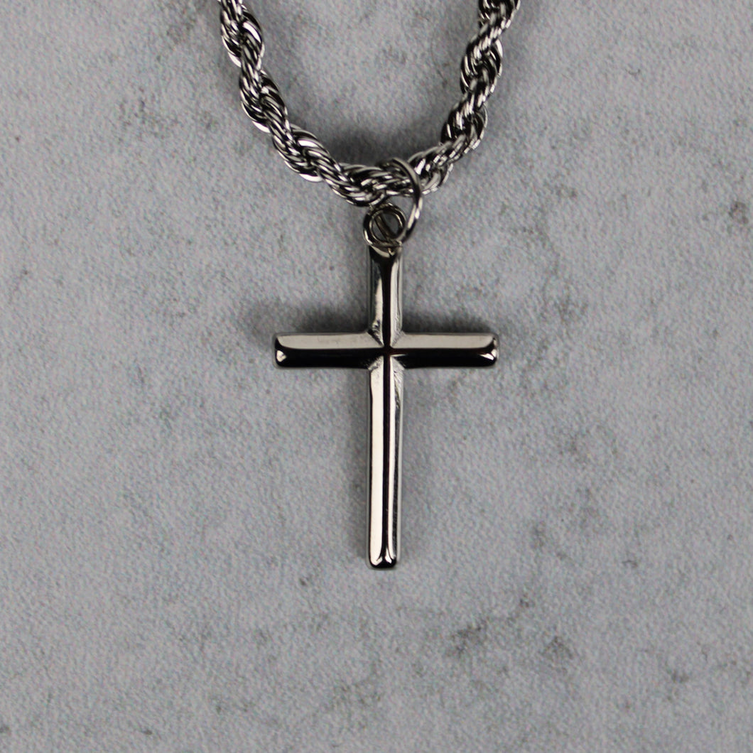 Silver Cross Pendant Chain Necklace