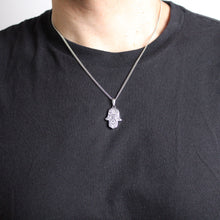 Load image into Gallery viewer, Silver Hamsa Evil Eye Pendant Chain Necklace
