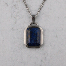 Load image into Gallery viewer, Silver Lapis Lazuli Stone Pendant Chain Necklace
