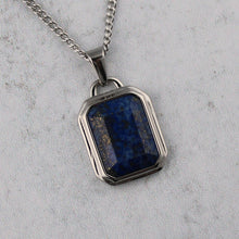 Load image into Gallery viewer, Silver Lapis Lazuli Stone Pendant Chain Necklace
