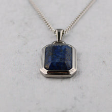 Load image into Gallery viewer, Silver Lapis Lazuli Stone Pendant Chain Necklace
