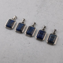 Load image into Gallery viewer, Silver Lapis Lazuli Stone Pendant Chain Necklace
