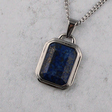 Load image into Gallery viewer, Silver Lapis Lazuli Stone Pendant Chain Necklace
