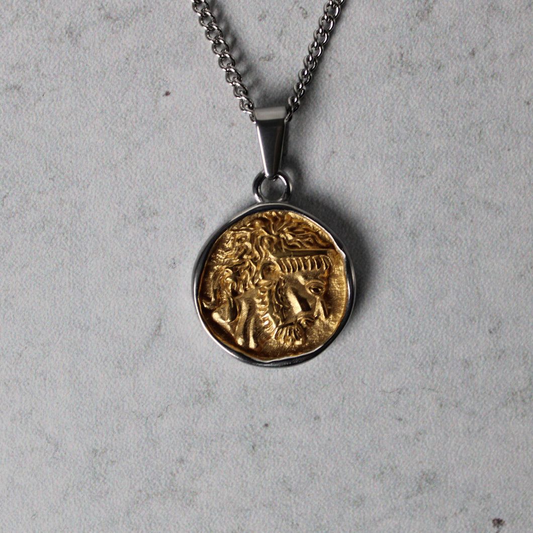 Silver Zeus Pendant Chain Necklace