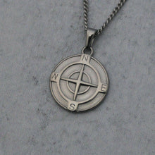 Load image into Gallery viewer, Silver Compass Pendant Chain Necklace
