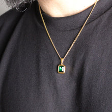 Load image into Gallery viewer, Gold Emerald Cubic Zirconia Pendant Chain Necklace
