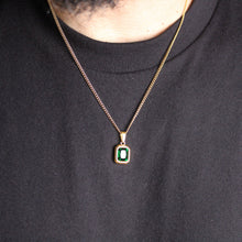 Load image into Gallery viewer, Gold Emerald Cubic Zirconia Pendant Chain Necklace
