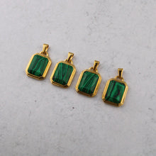 Load image into Gallery viewer, Gold Malachite Pendant Chain Necklace
