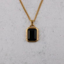 Load image into Gallery viewer, Gold Onyx Stone Pendant Chain Necklace
