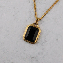 Load image into Gallery viewer, Gold Onyx Stone Pendant Chain Necklace
