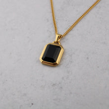 Load image into Gallery viewer, Gold Onyx Stone Pendant Chain Necklace
