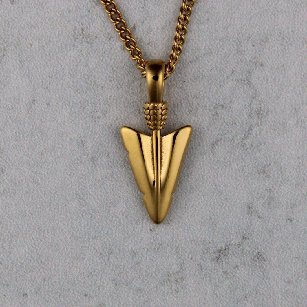 Gold Arrowhead Pendant Chain Necklace