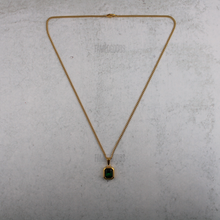 Load image into Gallery viewer, Gold Emerald Cubic Zirconia Pendant Chain Necklace
