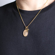 Load image into Gallery viewer, Gold Lady of Guadalupe &amp; Mini Cross Pendant Necklace Set
