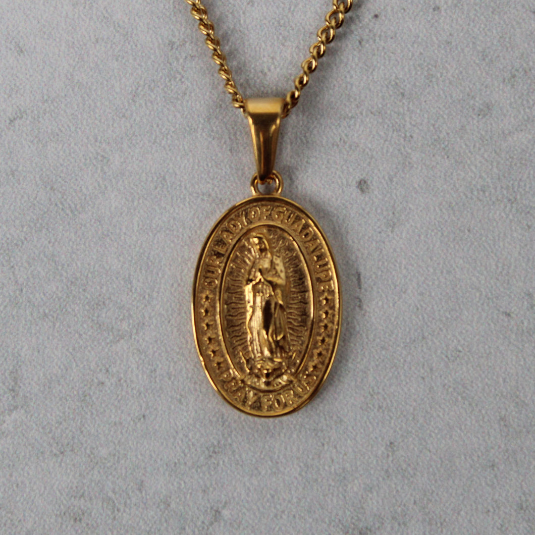 Gold Lady of Guadalupe Pendant Chain Necklace