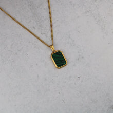 Load image into Gallery viewer, Gold Malachite Pendant Chain Necklace
