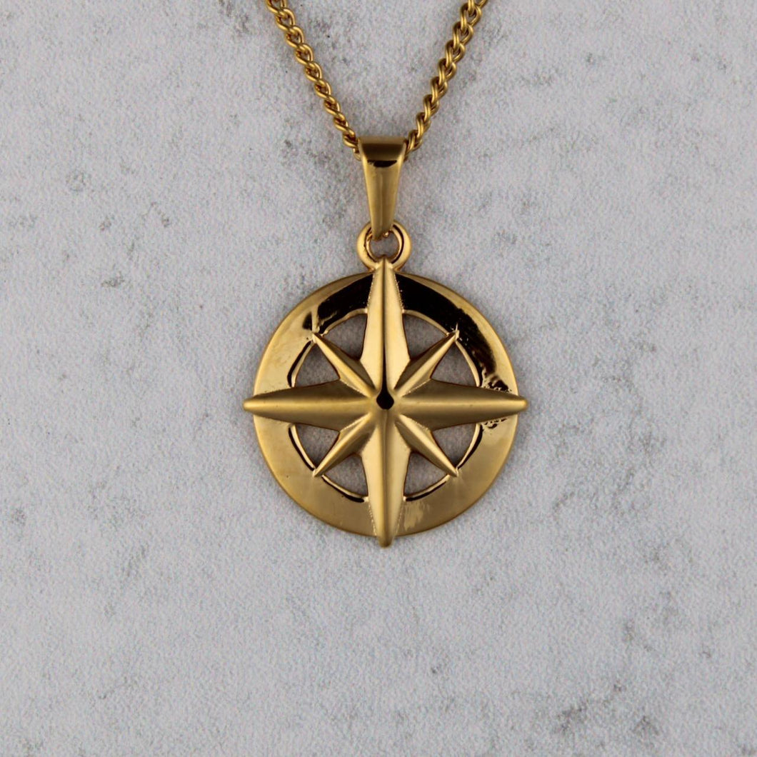 Gold North Star Pendant Chain Necklace